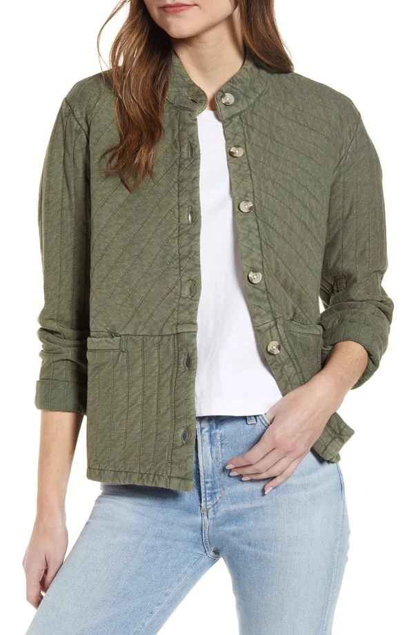 Lucky Brand Quilted Button-Front Jacket - Duffle Bag
