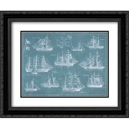Sailing Ships 2x Matted 24x20 Black Ornate Framed Art Print by Wild Apple Portfolio