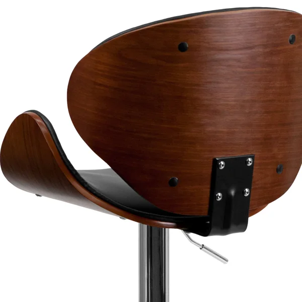 Emma and Oliver Walnut Bentwood Adjustable Height Barstool with Curved Back
