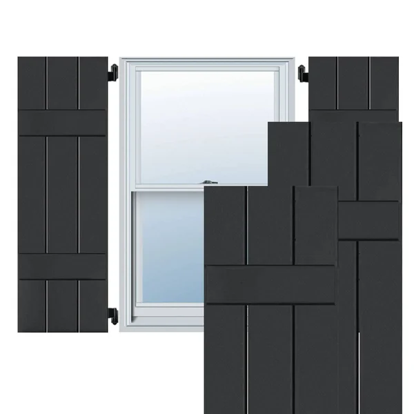 Ekena Millwork 2-Pack 12-in W x 73-in H Black Board and Batten Wood Western Red Cedar Exterior Shutters - RWB12X073BLW