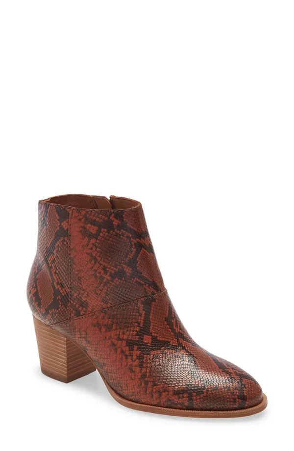 Madewell Becca Bootie Women's Shoes Dark Cinnabar Multi Snake : 7.5 M