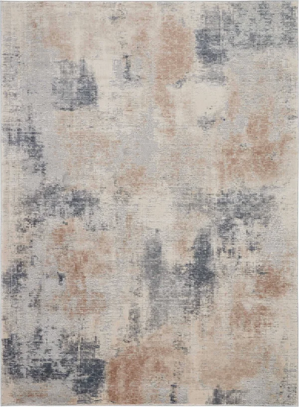 Nourison Rustic Textures RUS02 Beige - Grey 5&3x22 Round Area Rug