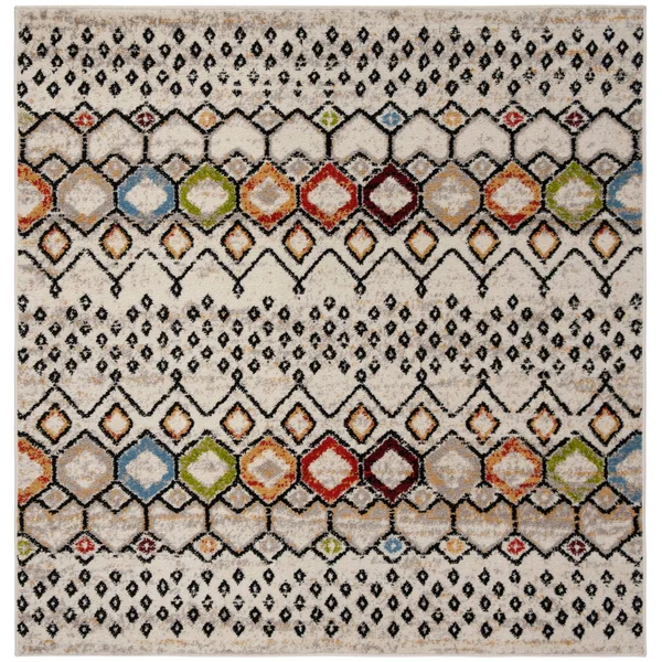 Safavieh Amsterdam AMS108K 5&1x22 x 5&1x22 Square Ivory, Multi Area Rug