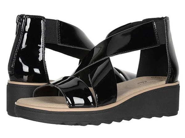 Clarks Women's Jillian Rise Wedge Sandal - Size: 8, Black