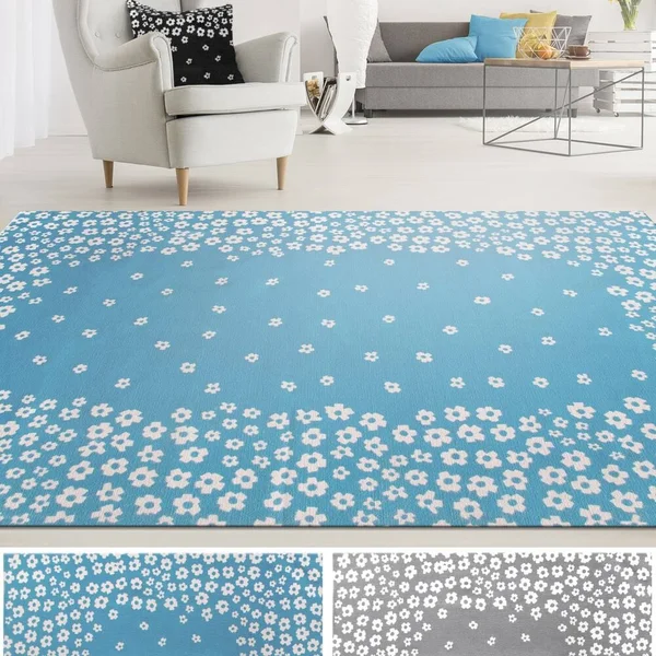 Miranda Haus Wildflower Transitional Cotton Indoor Area Rug Collection Burgundy 4& x 6& 4& x 6& Living Room - Bedroom, Dining Roo