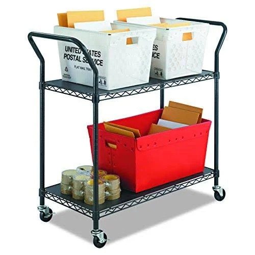 Safco Products 5337BL Wire Utility Cart with 2 Shelves Rated Up to 400 lbs. Black