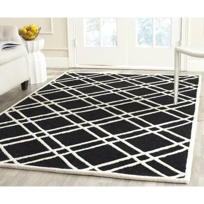 Martins Hand-Tufted Wool Black/White Area Rug Wrought Studio Rug Size: Rectangle 4' x 6'