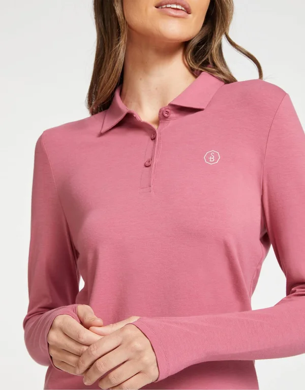 Long Sleeve Sun Protective Polo Shirt for Women UPF50+, Sun Shirt Black