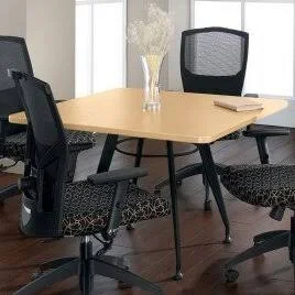Square Table Global Total Office Size: 3& Diameter, Base Finish: Black, Top Finish: Constellation Vanilla