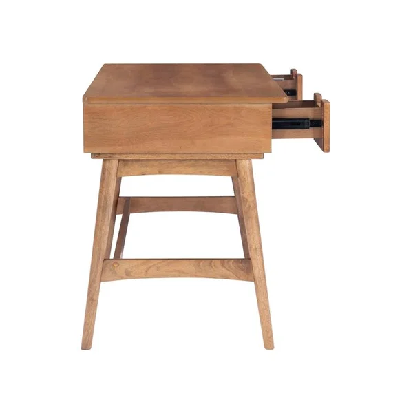 Linon Luca Rattan Wood Desk in Natural - CYMX2133