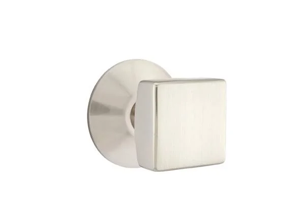 Emtek 5107SQUUS15 Passage Square Knob with Modern Rose Finish: Satin Nickel