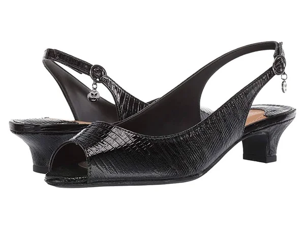 J. Renee Women's Jenvey Low Heel Slingback - Size: 9, Black Synthetic