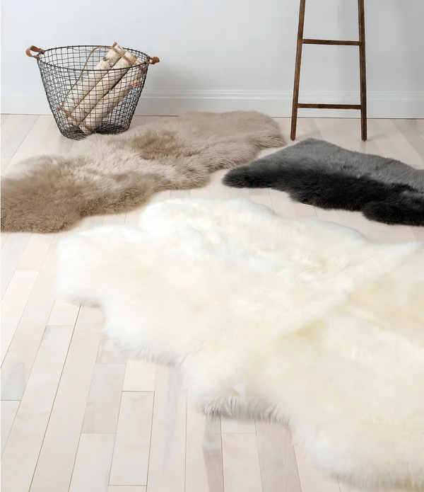 Ugg Sheepskin Area Throw Rug, Grey