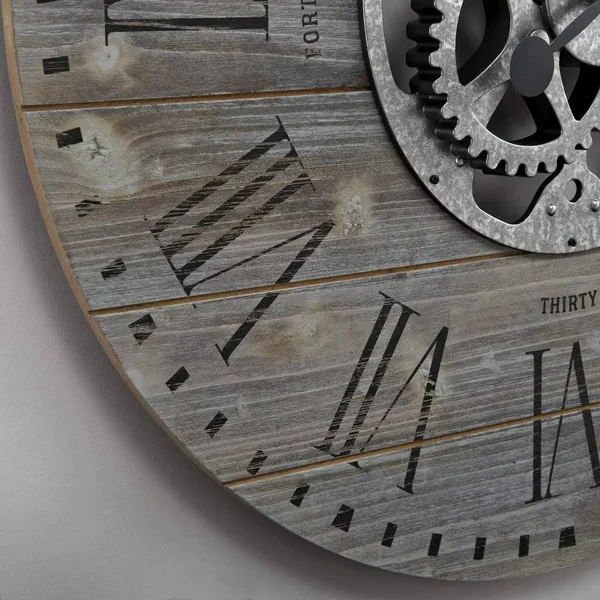 Black Shiplap Gears Farmhouse Wall Clock