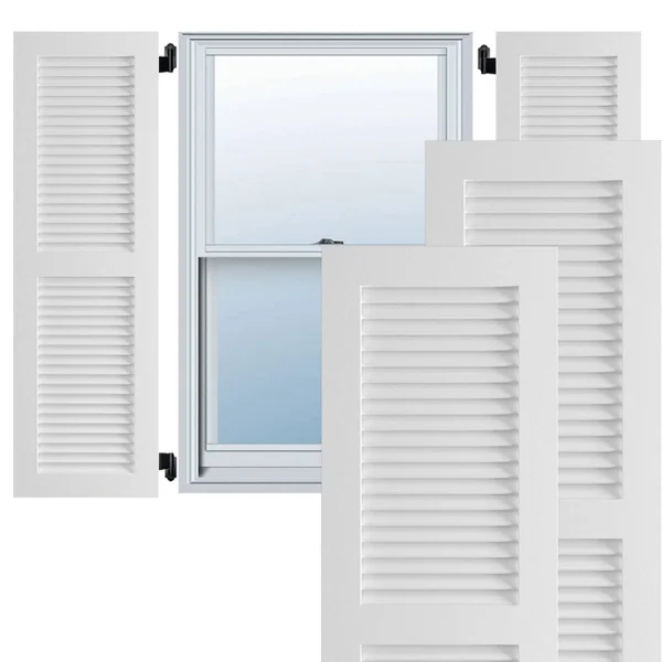 Ekena Millwork CWL15X060UNC 15x22W x 60x22H Exterior Composite Louvered Shutters (Per Pair), Unfinished