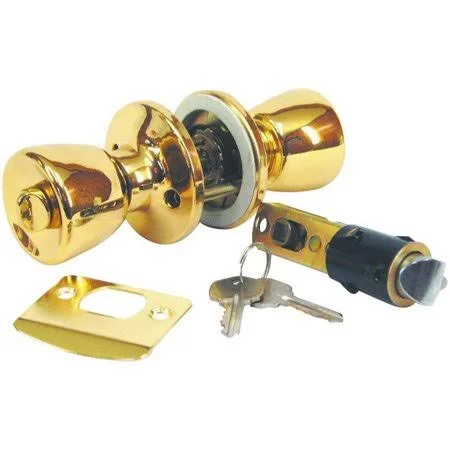 US Hardware D-099B Keyed Entrance Mobile Home Lockset Bright Brass