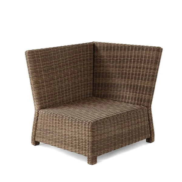 Bradenton Outdoor Wicker Sectional Corner Chair with Sand Cushions, 32.5 x 31.5 x 29 inches