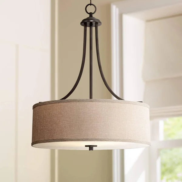 La Pointe 19 1/2x22 Wide Oatmeal Linen Shade Pendant Light
