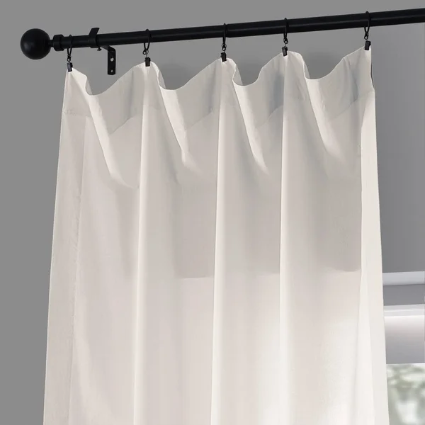 Exclusive Fabrics Solid Classic Cotton Semi Sheer Curtain Pair (2 Panels) (50 x 96 - Acai Blue)