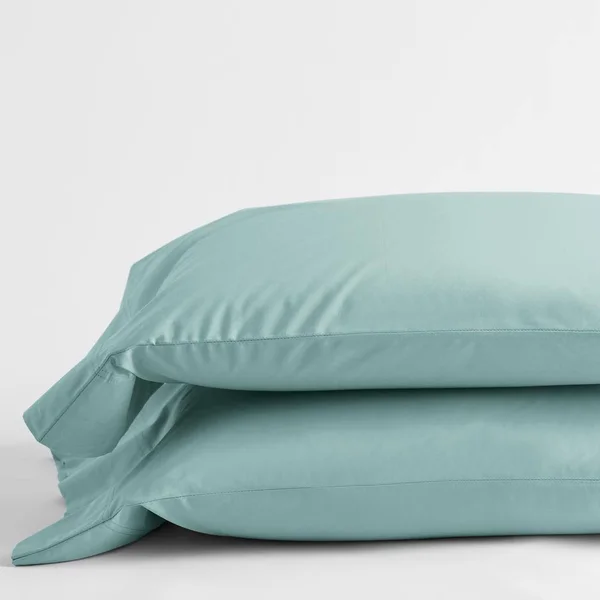 The Company Store Organic Pale Blue Solid 300-Thread Count Cotton Percale Standard Pillowcase (Set of 2)