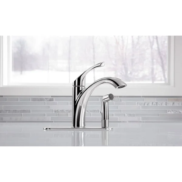 Mistos Standard Single-Handle Pull-Out Sprayer Kitchen Faucet in Polished Chrome with Side Sprayer