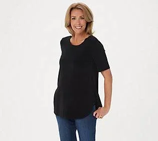 Susan Graver Modern Essentials Liquid Knit Tunic, Size XX-Small, Black