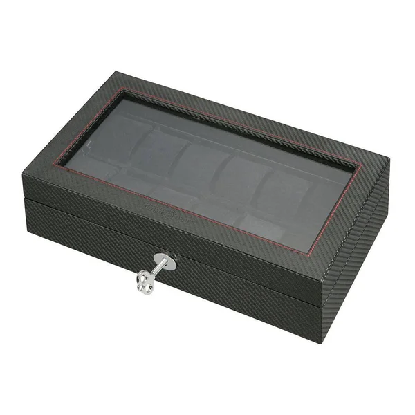 Diplomat Twelve Watch Case Black Carbon Fiber Pattern, 14 x 8 x 4 Inches