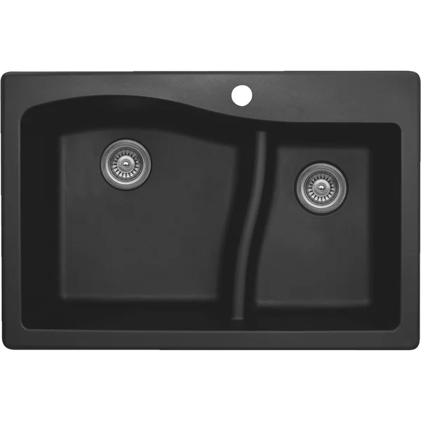 Karran Top Mount Double Bowl Quartz Sink - Black