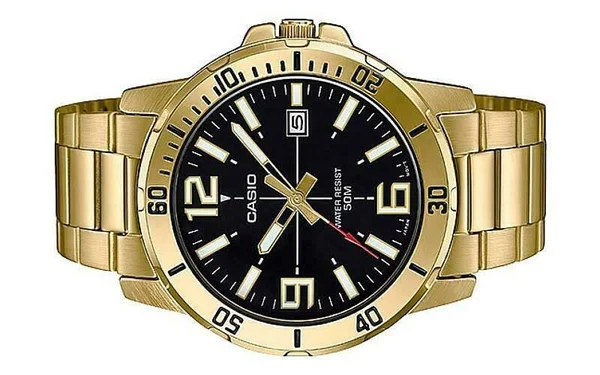 Casio MTP-VD01G-1B Stainless Steel Strap Mens Gold Analog Watch