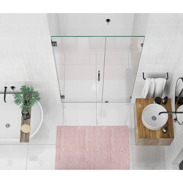 Glass Warehouse GW-WH-47-25-BN 47.25x22 W x 78x22 H Hinged Frameless Shower Door Finish: Nickel