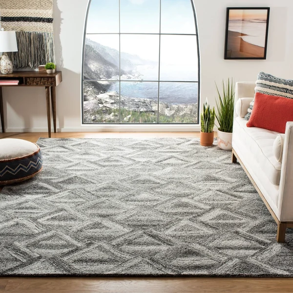 Safavieh Abstract 607 Area Rug, Grey, Black, 6& x 6& Round