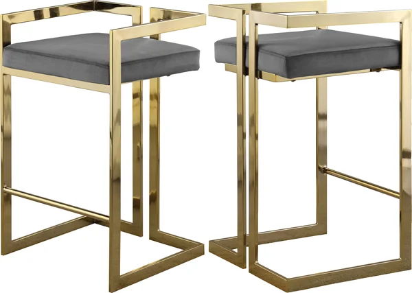 Ezra Grey Velvet Stool from Meridian Furniture