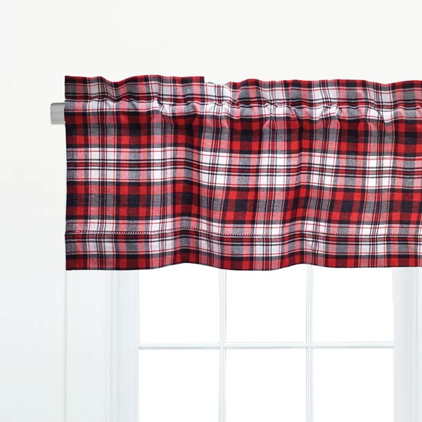 Cu0026F Home Fireside Plaid Cotton Valance Window Treatment Set of 2