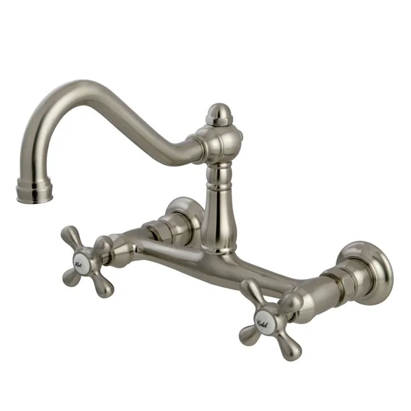 Kingston Brass KS3241AX Vintage 8x22 Wall-Mounted Two-Handle Vessel Sink Faucet, Polished Chrome