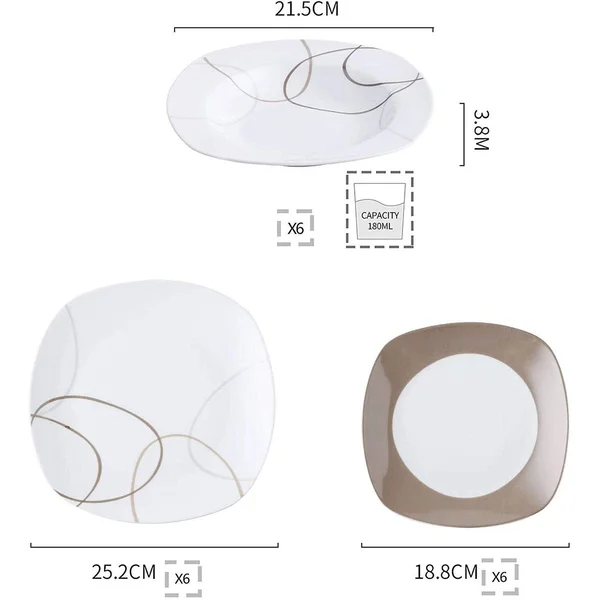 VEWEET Nikita Ceramic Dinnerware Set for 6 - 18 Piece
