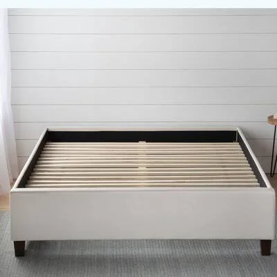 Hateya Ava Upholstered Platform Bed Winston Porter Color: Cream - Size: Twin