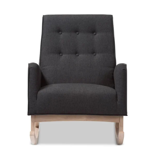 Mid Century Fabric Rocking Chair by Baxton Studio Charcoal