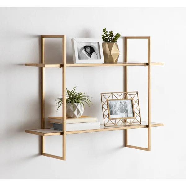 Kate and Laurel Leigh 30 in. x 24 in. x 8 in. Natural Decorative Wall Shelf