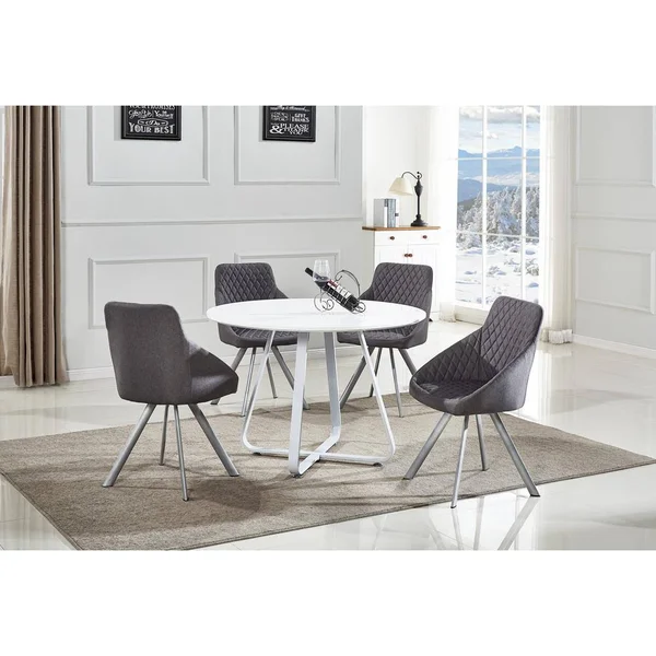 Mason 43x22 Wide High Gloss White Round Dining Table