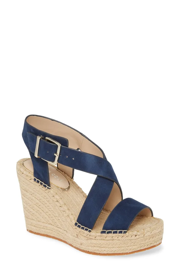 Kenneth Cole New York Women's Olivia Cross Wedge Sandals - Marine