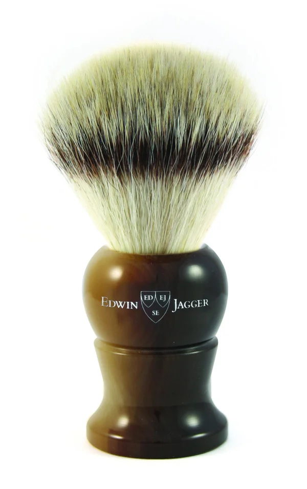 Edwin Jagger Horn Shaving Brush (Synthetic Silver Tip)