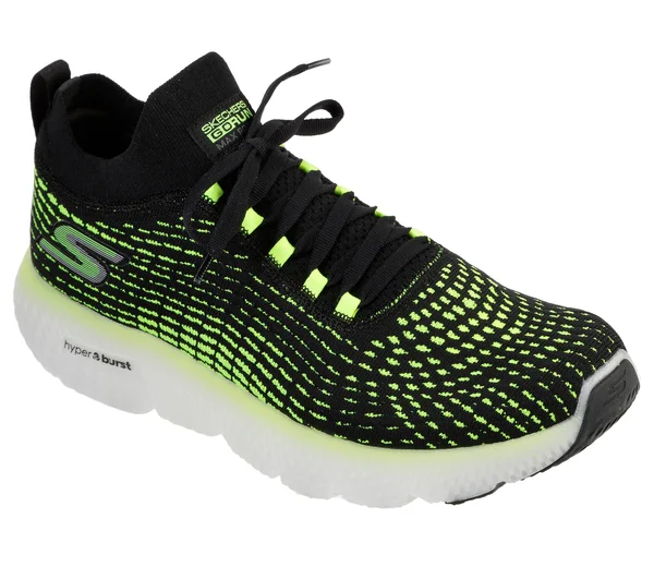 Skechers Men's GOrun MaxRoad 4 Hyper Running Shoes, Black/Lime, 8.5