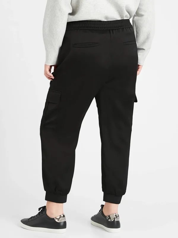 Banana Republic Women's Satin Cargo Jogger Black Size Xs