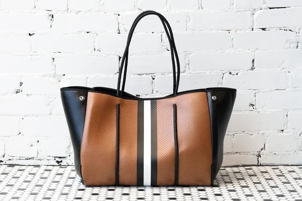 Haute Shore, Greyson Milan - Neoprene Tote Bag, Saddle Brown