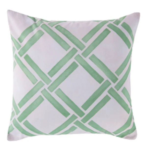 18x22 Off-White and Seafoam Green Nautica Tresse Square Outdoor Throw Pillow