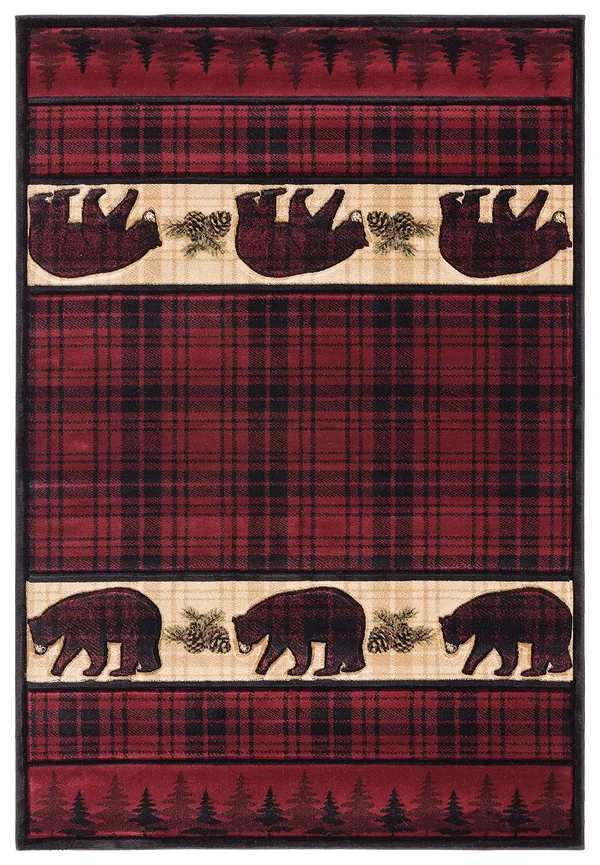 United Weavers Cottage Bear Stone Burgundy Area Rug 7&10x22 x 10&6x22