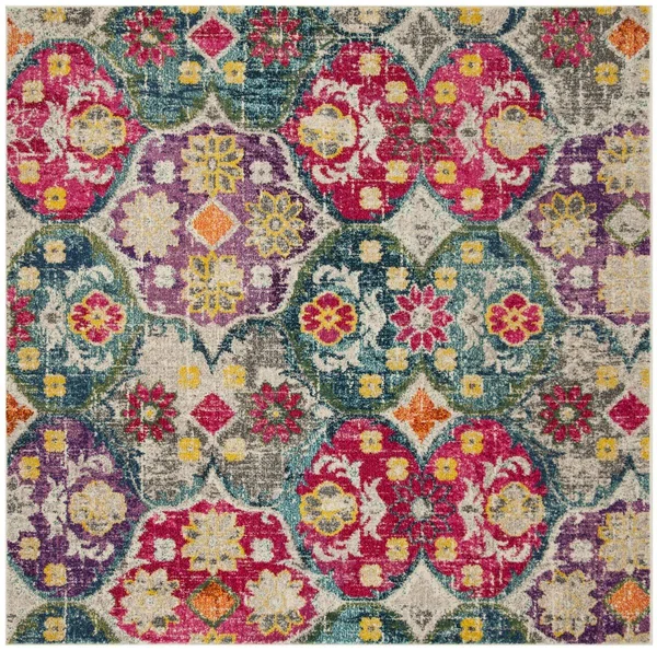 Safavieh Monaco MNC248R 6&7x22 x 6&7x22 Square Grey - Fuchsia Area Rug