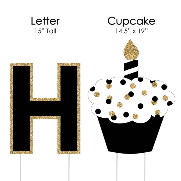Adult Happy Birthday - Gold - Yard Sign Outdoor Lawn Decorations - Happy Birthday Yard Signs, 14.5 inches x 19 inches