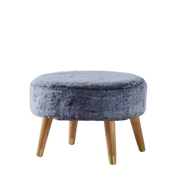 Home Soft Things Serenta Heavy Fauxfur Oval Ottoman - Wood Rose, 22 x 18 x 18 inches