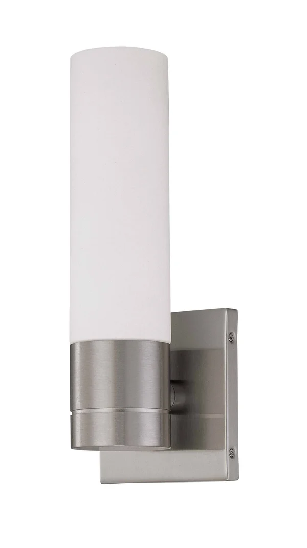 Nuvo Lighting 60/3953 Link 1-Light Tube Wall Sconce with White Glass, Brushed Nickel